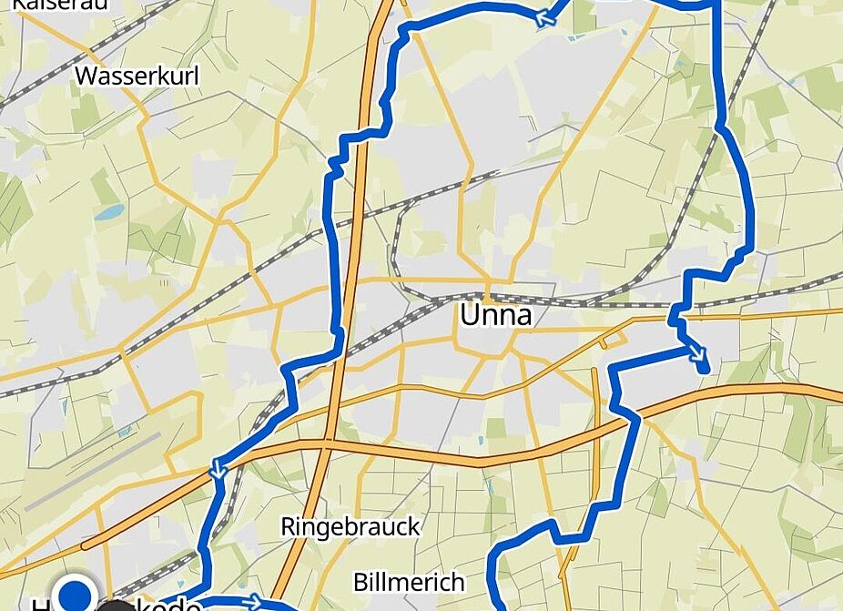 Tourverlauf 33,4 km Tourverlauf 33,4 km