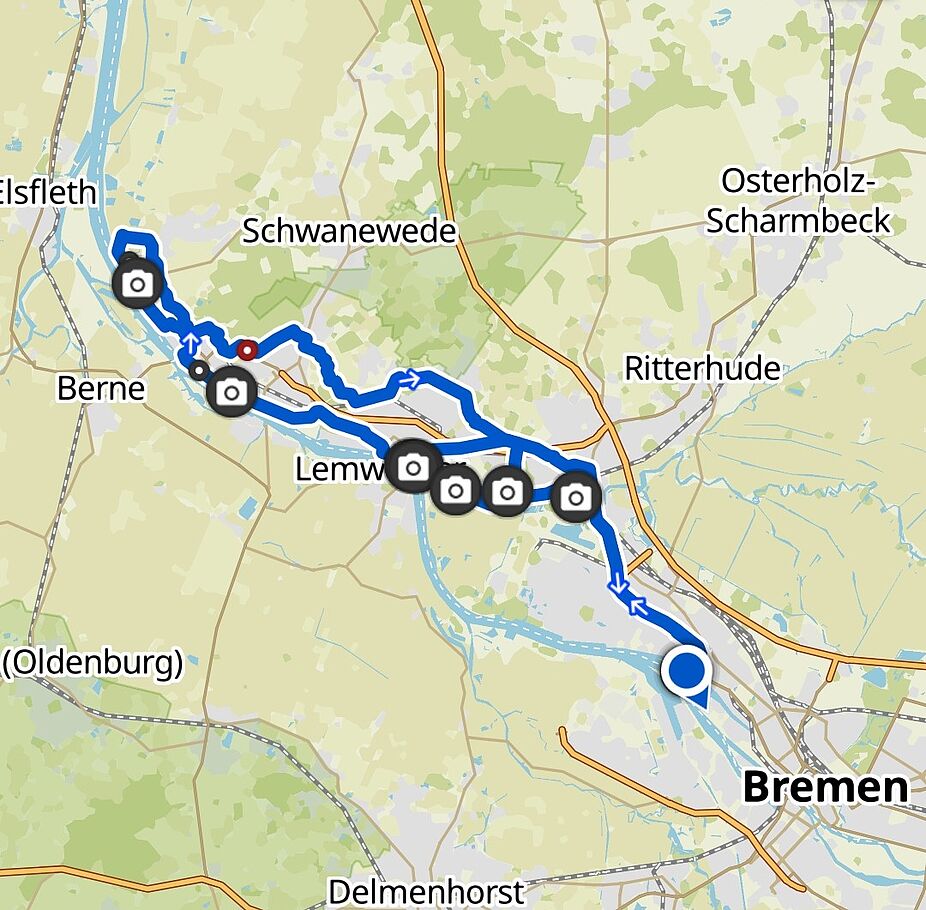 Tourverlauf Bremer Norden 65 km