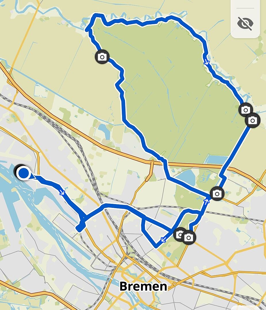 Tourverlauf Blockland-Runde 44 km